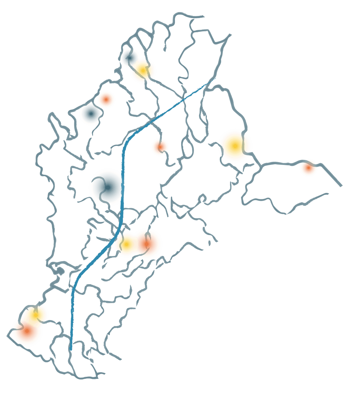 Mapa de los territorios impactados